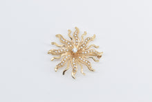 Load image into Gallery viewer, 14K Victorian Seed Pearl Diamond Sun Flower Pendant/Pin Yellow Gold