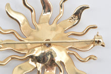 Load image into Gallery viewer, 14K Victorian Seed Pearl Diamond Sun Flower Pendant/Pin Yellow Gold