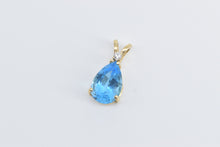 Load image into Gallery viewer, 14K Pear Blue Topaz Diamond Accent Statement Pendant Yellow Gold