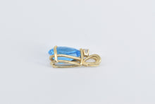 Load image into Gallery viewer, 14K Pear Blue Topaz Diamond Accent Statement Pendant Yellow Gold