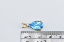 Load image into Gallery viewer, 14K Pear Blue Topaz Diamond Accent Statement Pendant Yellow Gold