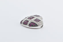 Load image into Gallery viewer, 14K Ruby Diamond Checkered Pave Heart Love Pendant White Gold