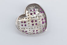 Load image into Gallery viewer, 14K Ruby Diamond Checkered Pave Heart Love Pendant White Gold