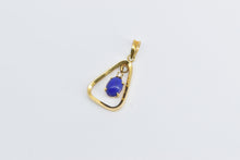 Load image into Gallery viewer, 14K Oval Lapis Lazuli Cabochon Triangle Dangle Pendant Yellow Gold