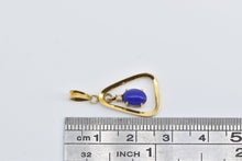 Load image into Gallery viewer, 14K Oval Lapis Lazuli Cabochon Triangle Dangle Pendant Yellow Gold