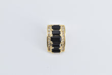 Load image into Gallery viewer, 14K Emerald Cut Sapphire Diamond Vintage Slide Pendant Yellow Gold