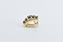 Load image into Gallery viewer, 14K Emerald Cut Sapphire Diamond Vintage Slide Pendant Yellow Gold