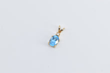 Load image into Gallery viewer, 14K Oval Blue Topaz Diamond Accent Vintage Pendant Yellow Gold