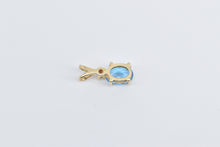 Load image into Gallery viewer, 14K Oval Blue Topaz Diamond Accent Vintage Pendant Yellow Gold