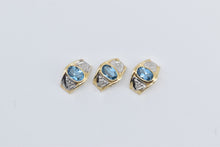 Load image into Gallery viewer, 14K Oval Blue Topaz Diamond Ornate Slide Set (3 pcs) Pendant Yellow Gold