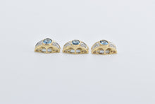 Load image into Gallery viewer, 14K Oval Blue Topaz Diamond Ornate Slide Set (3 pcs) Pendant Yellow Gold