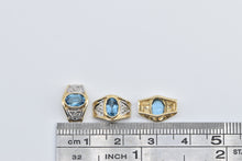 Load image into Gallery viewer, 14K Oval Blue Topaz Diamond Ornate Slide Set (3 pcs) Pendant Yellow Gold