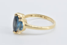 Load image into Gallery viewer, 14K Marquise Blue Topaz Diamond Three Stone Ring Yellow Gold