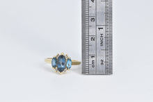 Load image into Gallery viewer, 14K Marquise Blue Topaz Diamond Three Stone Ring Yellow Gold