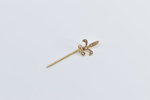 Load image into Gallery viewer, 14K Seed Pearl Fleur De Lis Ornate Statement Stick Pin Yellow Gold