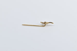 14K Seed Pearl Fleur De Lis Ornate Statement Stick Pin Yellow Gold