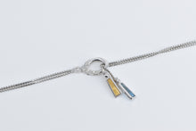 Load image into Gallery viewer, 14K Citrine Blue Topaz Diamond Bolo Loop Lavalier Necklace 40&quot; White Gold