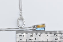 Load image into Gallery viewer, 14K Citrine Blue Topaz Diamond Bolo Loop Lavalier Necklace 40&quot; White Gold