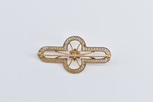 Load image into Gallery viewer, 10K Diamond Art Deco Filigree Rounded Bar Pin/Brooch Yellow Gold