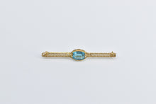 Load image into Gallery viewer, 10K Victorian Blue Topaz Ornate Filigree Bar Pin/Brooch Yellow Gold