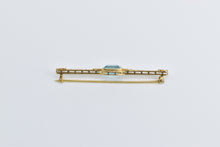 Load image into Gallery viewer, 10K Victorian Blue Topaz Ornate Filigree Bar Pin/Brooch Yellow Gold