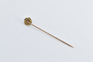 10K Victorian Diamond Swirl Spiral Knot Ornate Stick Pin Yellow Gold