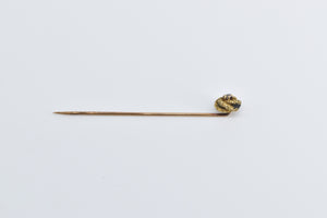 10K Victorian Diamond Swirl Spiral Knot Ornate Stick Pin Yellow Gold