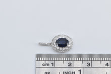 Load image into Gallery viewer, 18K Oval Sapphire Diamond Halo Statement Pendant White Gold