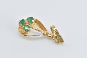 18K Emerald Cluster Tear Drop Vintage Fashion Charm/Pendant Yellow Gold