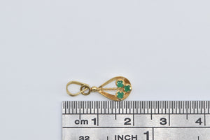 18K Emerald Cluster Tear Drop Vintage Fashion Charm/Pendant Yellow Gold