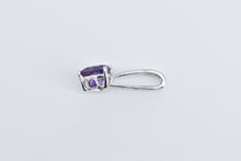 Load image into Gallery viewer, 10K Heart Amethyst Diamond Drop Bar Fashion Pendant White Gold