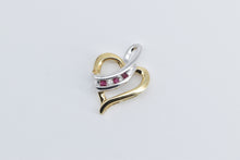 Load image into Gallery viewer, 10K Ruby Diamond Heart Love Symbol Two Tone Pendant Yellow Gold