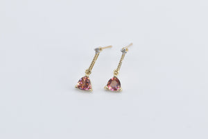 10K Trillion Peach Mystic Topaz Diamond Drop Dangle Earrings Yellow Gold