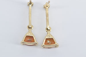 10K Trillion Peach Mystic Topaz Diamond Drop Dangle Earrings Yellow Gold