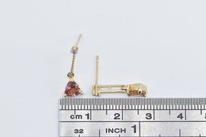 10K Trillion Peach Mystic Topaz Diamond Drop Dangle Earrings Yellow Gold