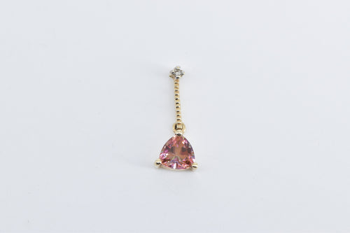 10K Trillion Peach Mystic Topaz Diamond Drop Dangle Pendant Yellow Gold