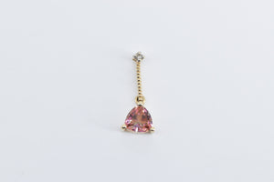 10K Trillion Peach Mystic Topaz Diamond Drop Dangle Pendant Yellow Gold