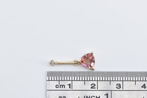 10K Trillion Peach Mystic Topaz Diamond Drop Dangle Pendant Yellow Gold