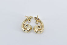 Load image into Gallery viewer, 10K Diamond Curved Swirl Vintage Stud Earrings Yellow Gold