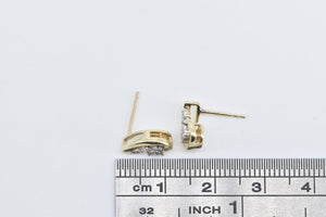 10K Diamond Curved Swirl Vintage Stud Earrings Yellow Gold