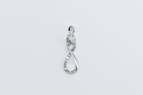 10K Vintage Diamond Twist Infinity Knot Pendant White Gold