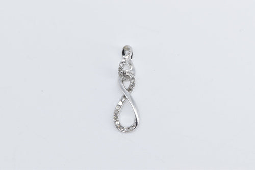 10K Vintage Diamond Twist Infinity Knot Pendant White Gold