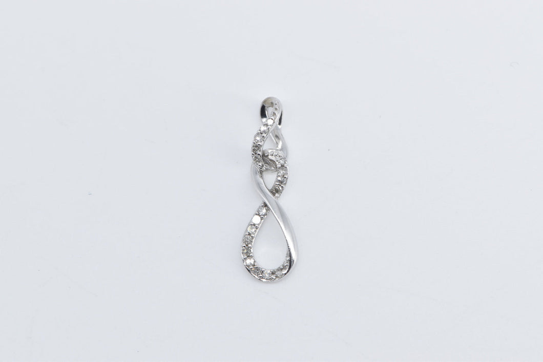 10K Vintage Diamond Twist Infinity Knot Pendant White Gold