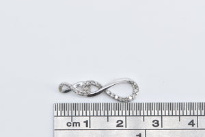 10K Vintage Diamond Twist Infinity Knot Pendant White Gold