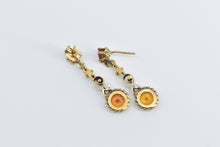 Load image into Gallery viewer, 14K Victorian Citrine Ornate Filigree Dangle Drop Earrings Yellow Gold