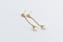 Load image into Gallery viewer, 14K Ornate Filigree Pearl Fashion Dangle Earrings Yellow Gold