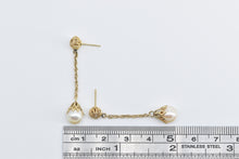 Load image into Gallery viewer, 14K Ornate Filigree Pearl Fashion Dangle Earrings Yellow Gold