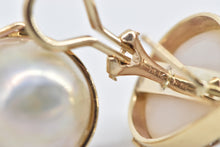 Load image into Gallery viewer, 14K Pear Cut Pearl Diamond Statement French Clip Earrings Yellow Gold