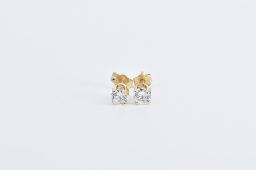 14K 0.59 Ctw Round Diamond Solitaire Stud Earrings Yellow Gold