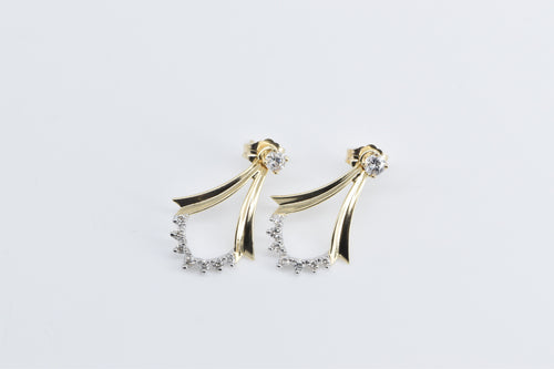 14K 0.45 Ctw Diamond Chevron Dangle Stud Earrings Yellow Gold